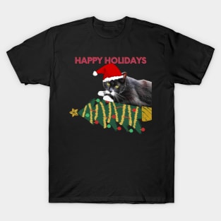 Cat With Santa Hat T-shirt T-Shirt